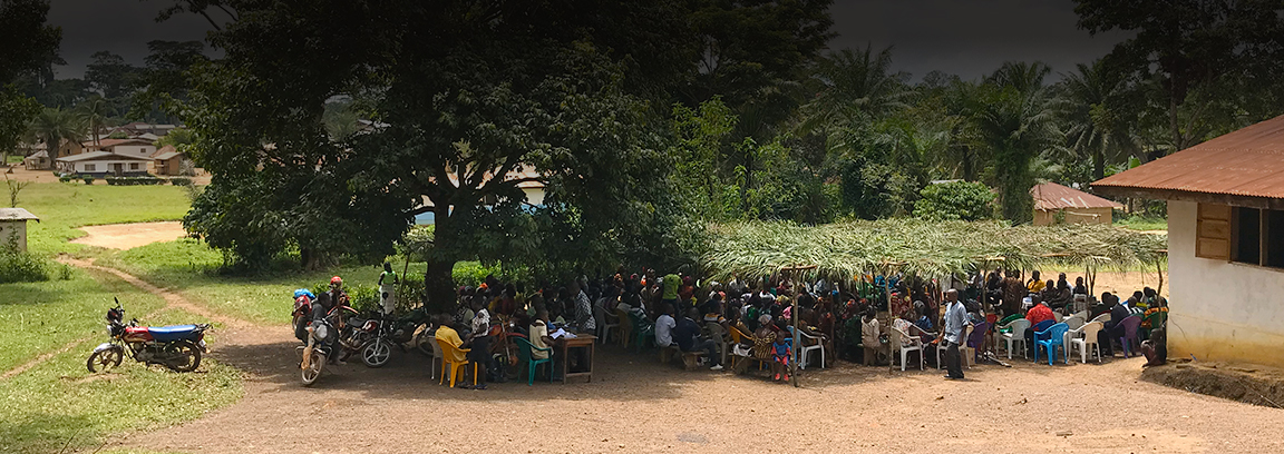 People gathered together in West African village